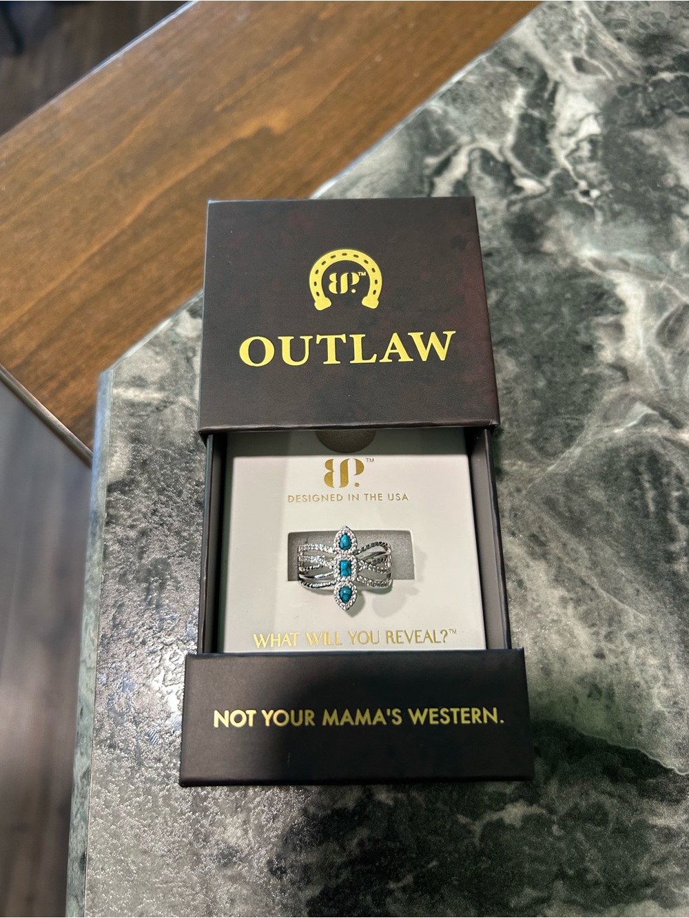 Turquoise Accent Western-Style Sterling Ring